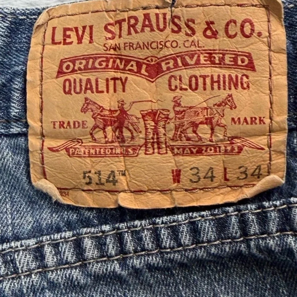 Levis 514 Jeans Mens 34x34 Blue Denim Slim Straight Leg Medium Wash Workwear